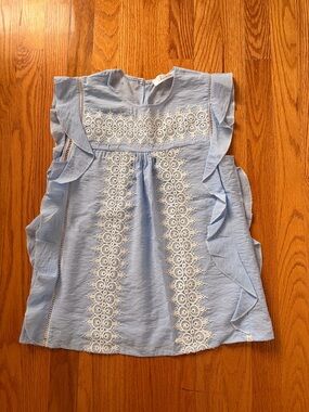 Chicwish Light Blue Ruffle Lace-Trim Sleeveless Top